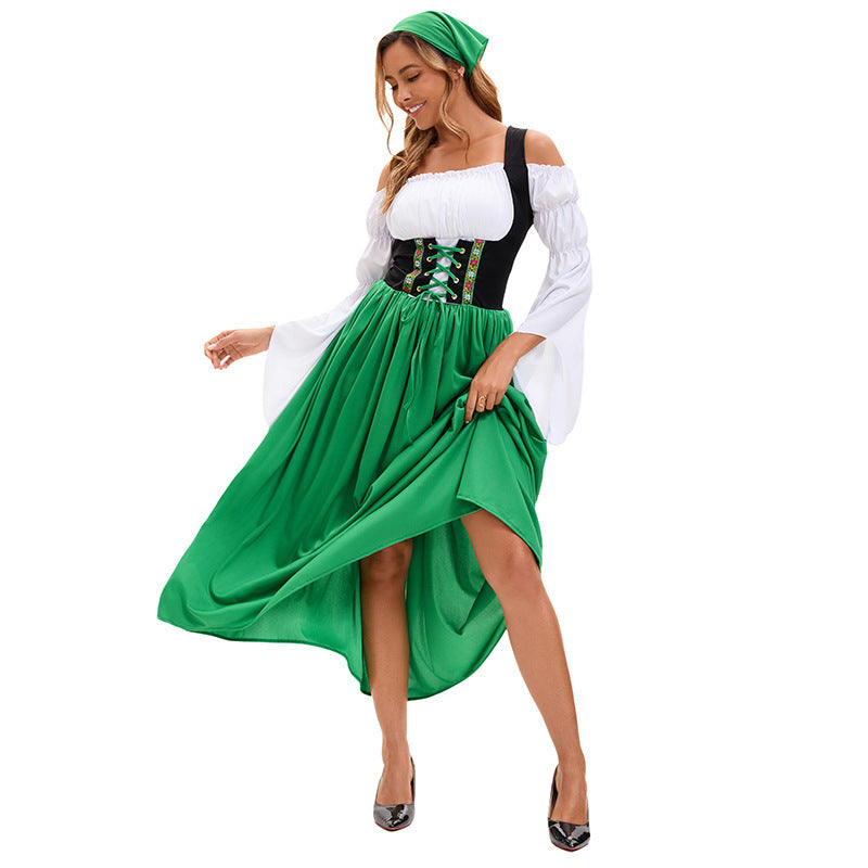 Renaissance-Bauernkleid für Damen mit Trompetenärmeln