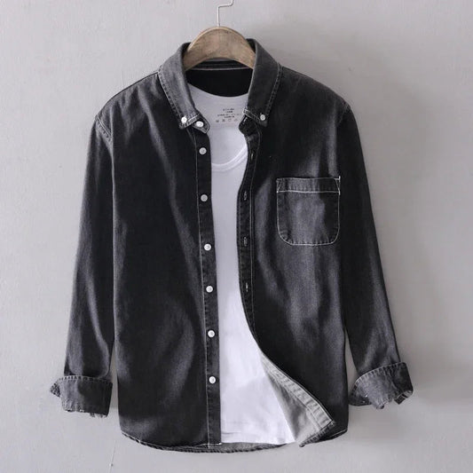 Heritage Baumwoll-Denim Hemd mit Knöpfen