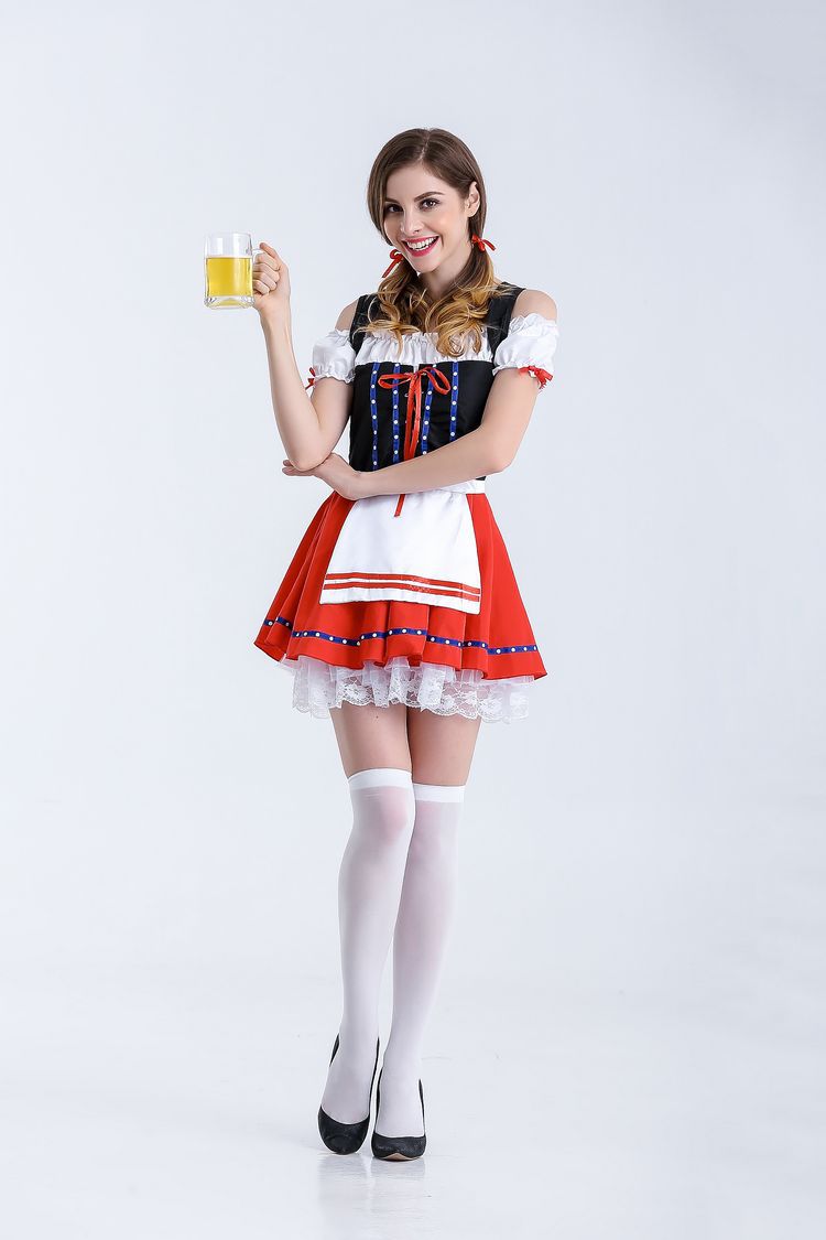 Oktoberfest-Kostüm für Damen mit Schnürcorsage und Trompetenärmeln