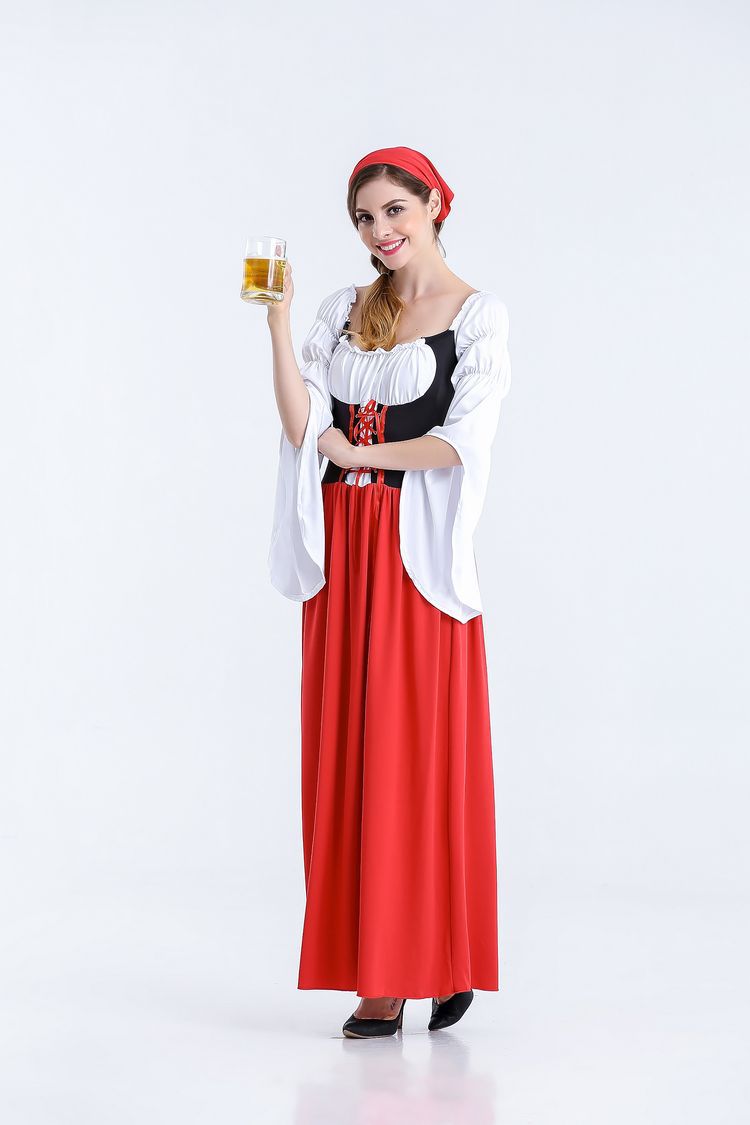 Oktoberfest-Kostüm für Damen mit Schnürcorsage und Trompetenärmeln