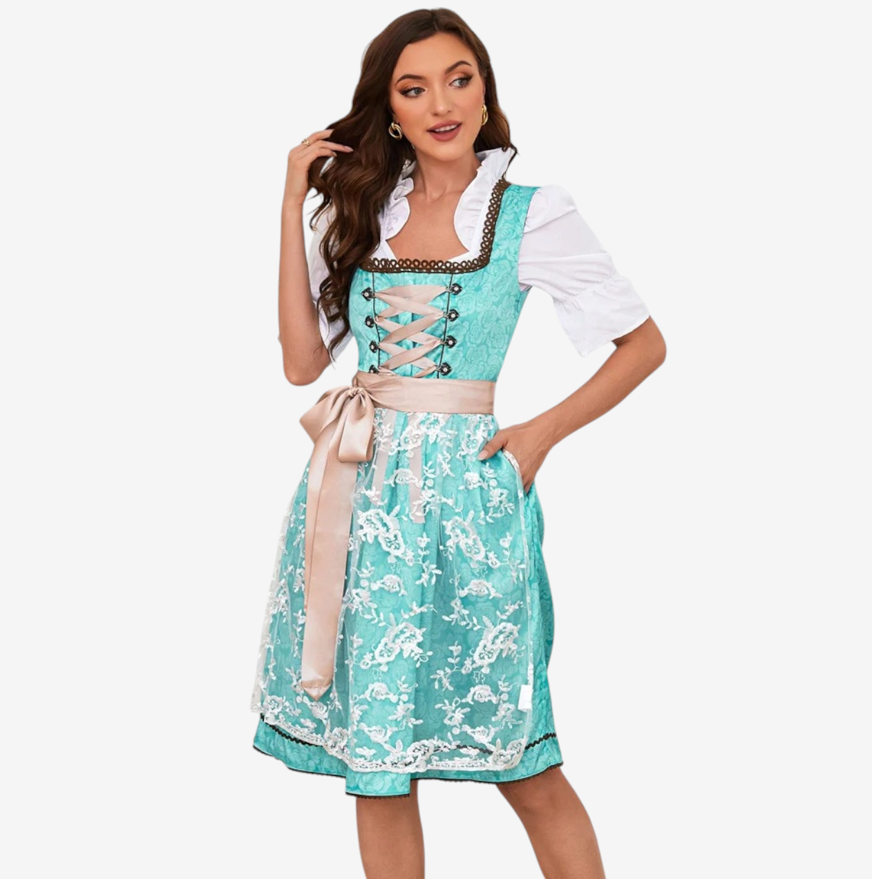 Dirndl für Damen im traditionellen Stil mit Schürze