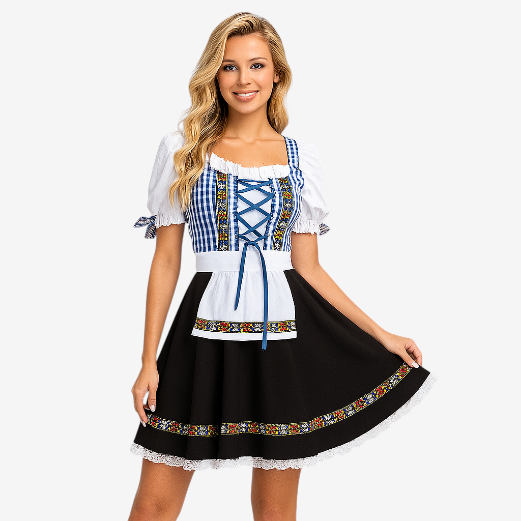 Kleid für Damen mit Floral-Zickzack-Muster