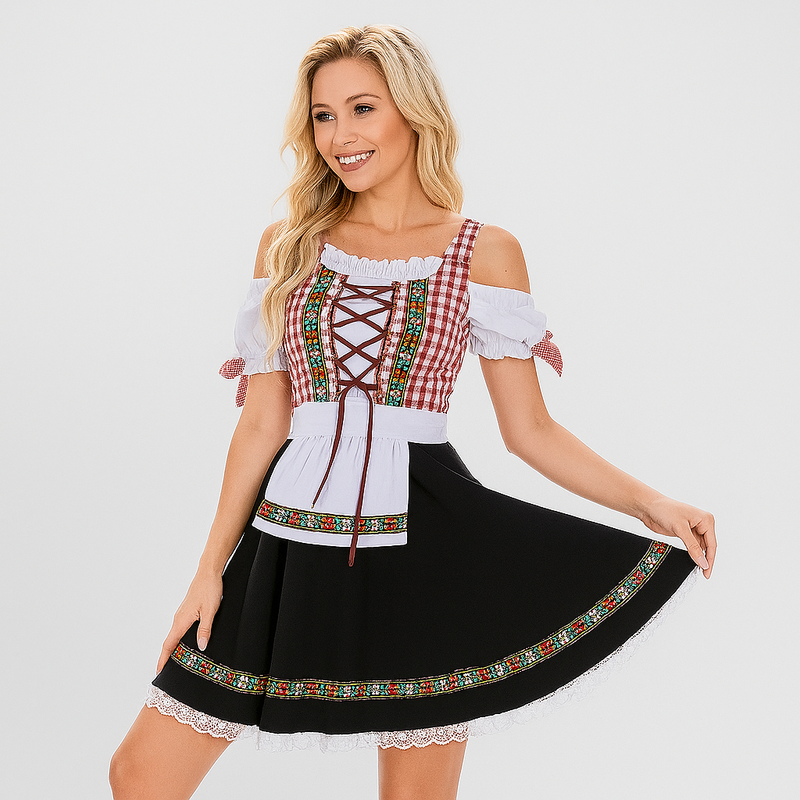 Kleid für Damen mit Floral-Zickzack-Muster