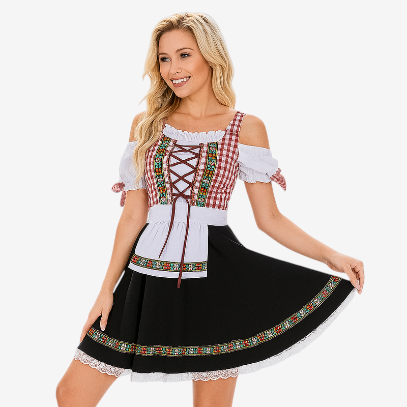 Kleid für Damen mit Floral-Zickzack-Muster