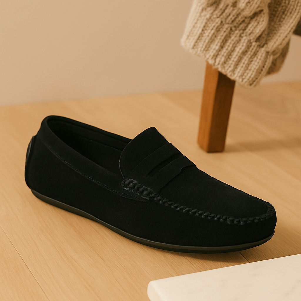 Milano Herren Leder Slipper – Klassische Slip-On Schuhe mit rutschfester Sohle