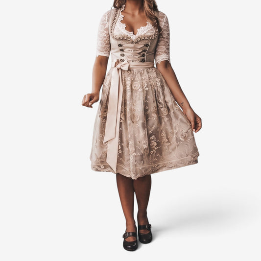Oktoberfestkleid für Damen im eleganten Stil mit Gürtel