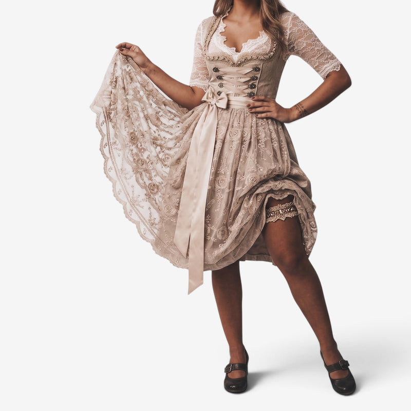 Oktoberfestkleid für Damen im eleganten Stil mit Gürtel