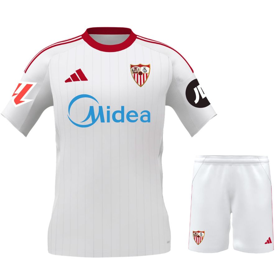 Conjunto de camiseta local del Sevilla FC para niño 2025/26