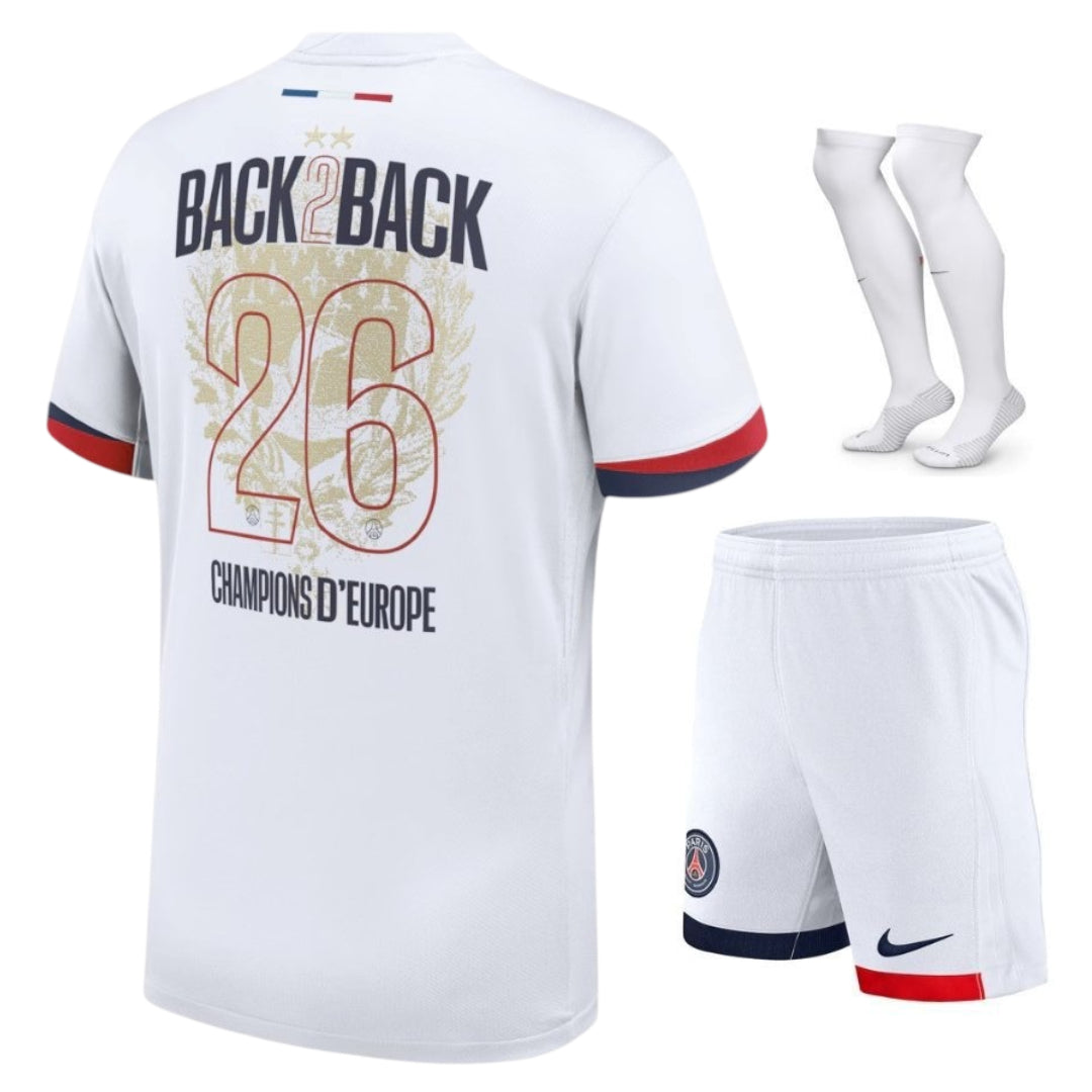Paris Saint-Germain – Auswärtstrikotset – 2025/26 – Kinder – 2 Sterne – Doppelsieger-Edition