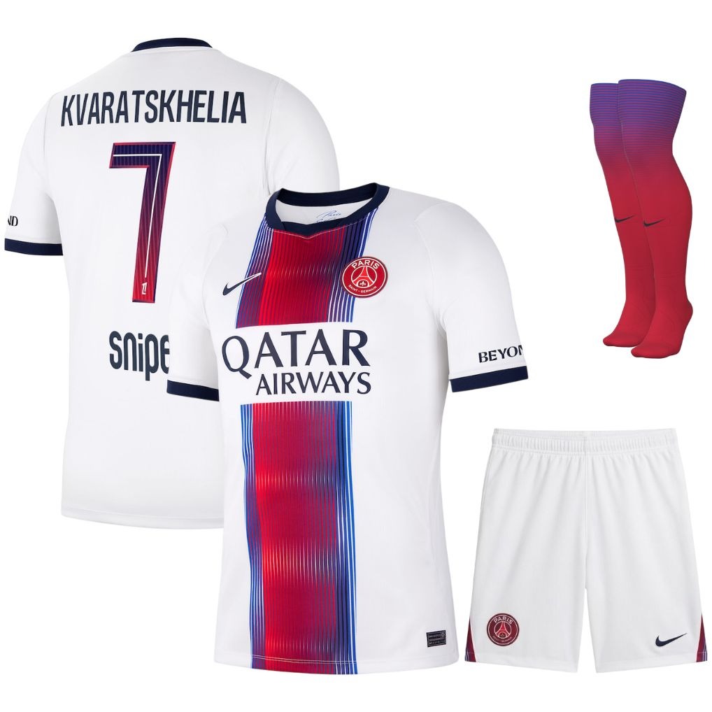 Paris Saint-Germain – Ensemble maillot extérieur – 2026/27 – Enfant – Kvaratskhelia – Blanc