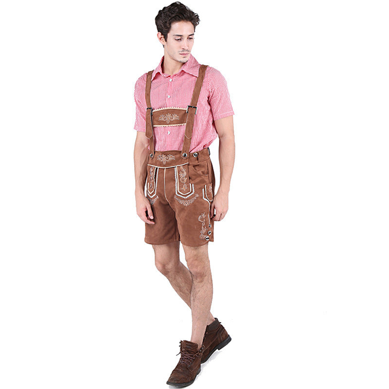 Kurze Trachtenlederhose für Herren mit Latzträgern