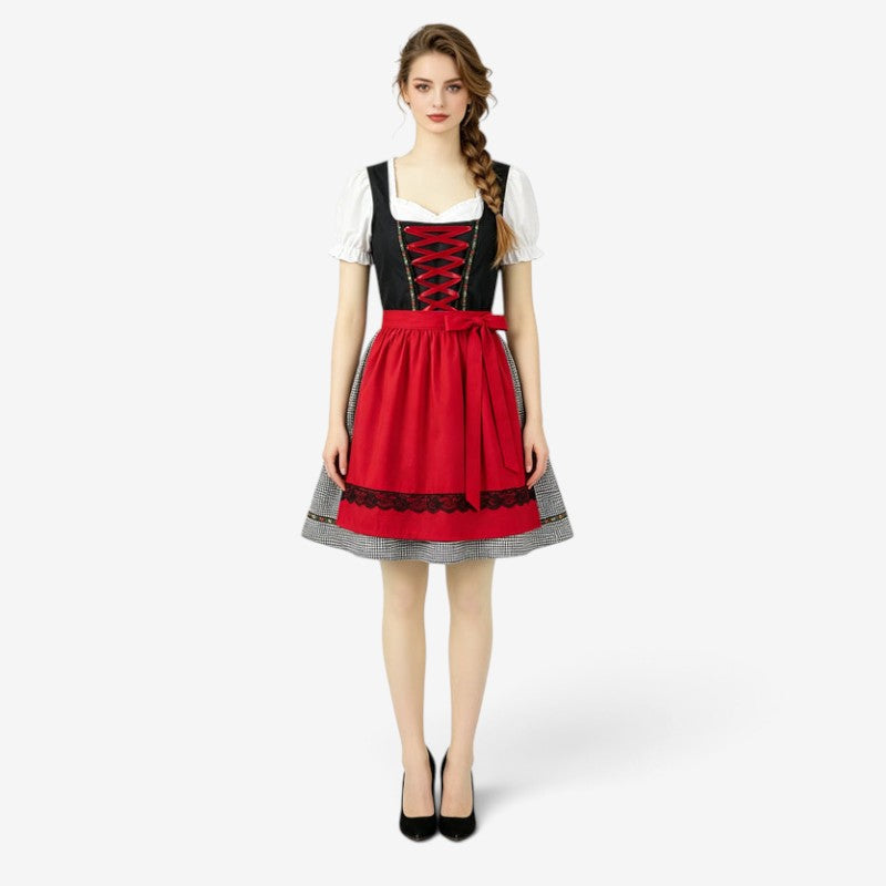 Dirndlkleid für Damen mit Puffärmeln und Schürze