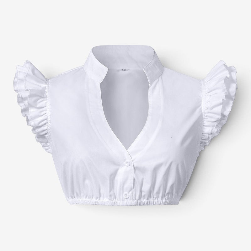 Spitzenbolero-Bluse für Damen mit Stehkragen