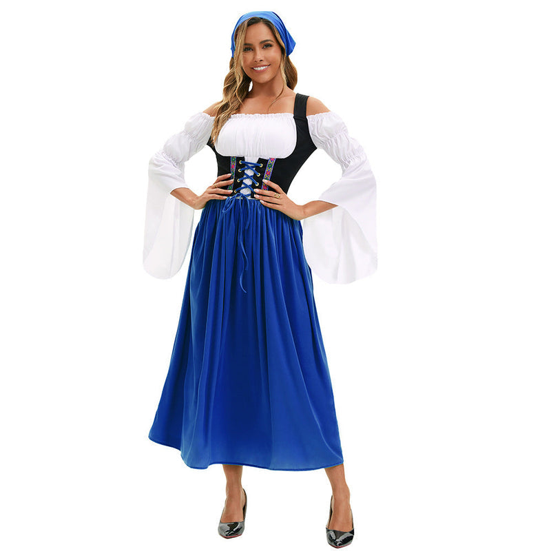 Renaissance-Bauernkleid für Damen mit Trompetenärmeln