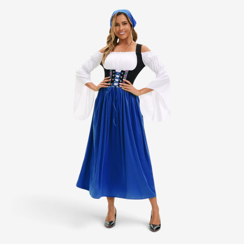 Renaissance-Bauernkleid für Damen mit Trompetenärmeln
