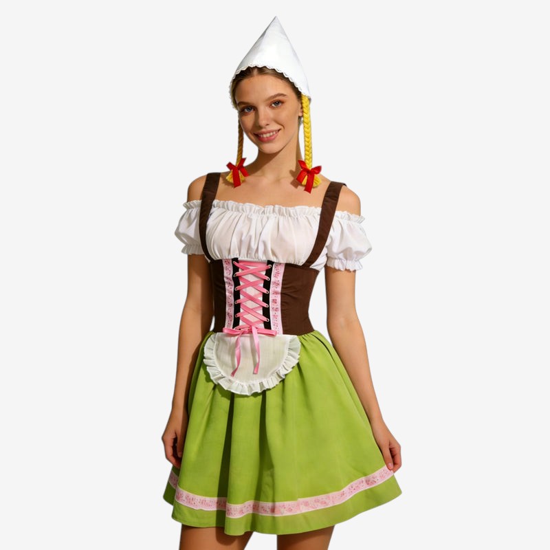 Dirndl-Kostüm für Damen mit Schnürung und Schürze
