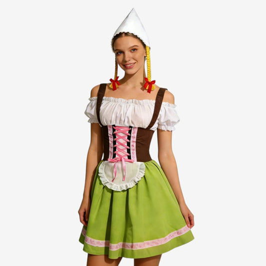 Dirndl-Kostüm für Damen mit Schnürung und Schürze