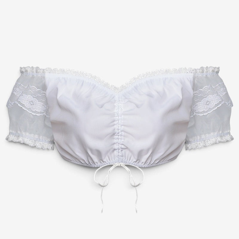 Spitzenbolero-Bluse für Damen mit Stehkragen