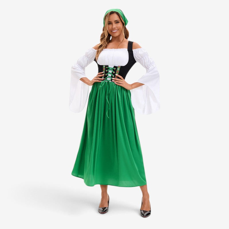 Renaissance-Bauernkleid für Damen mit Trompetenärmeln