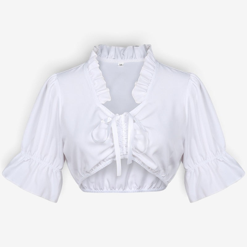 Spitzenbolero-Bluse für Damen mit Stehkragen