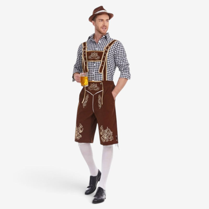 Trachtenlederhose für Herren mit barocker Stickerei