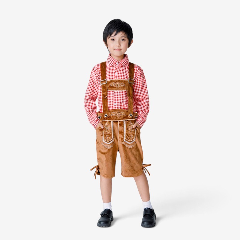 Trachtenkurzanzug für Jungen mit Stickerei und Hosenträgern