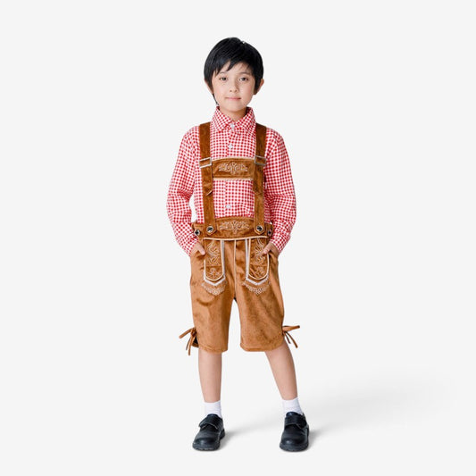 Trachtenkurzanzug für Jungen mit Stickerei und Hosenträgern