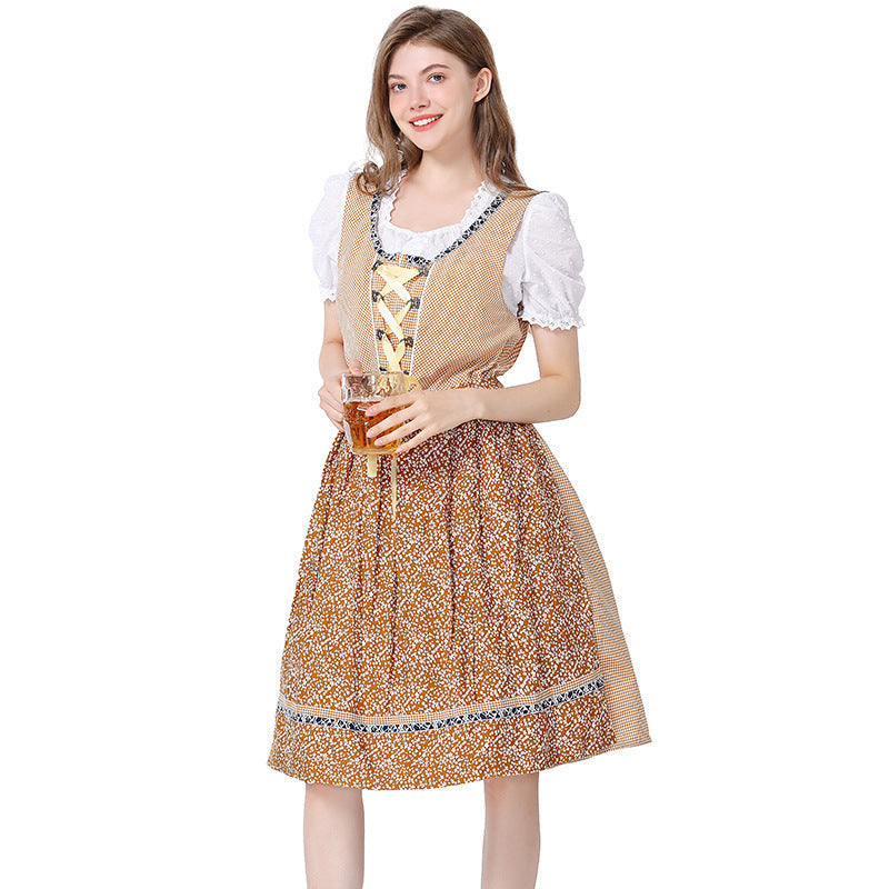 Dirndlkleid für Damen mit Spitzenbluse und Schürze