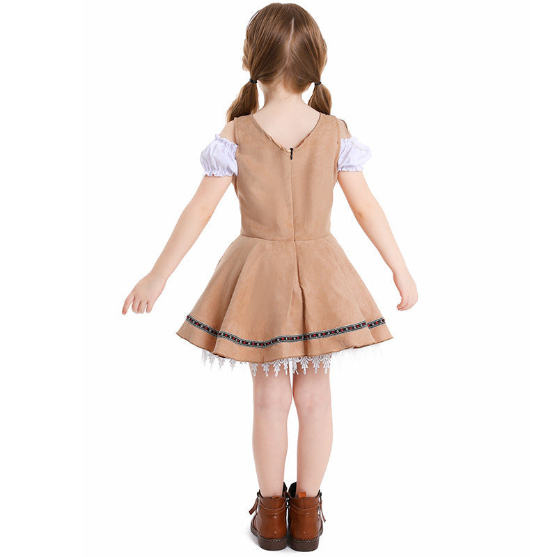 Trachtenkleid für Mädchen mit Schnürmieder und Spitzenunterrock