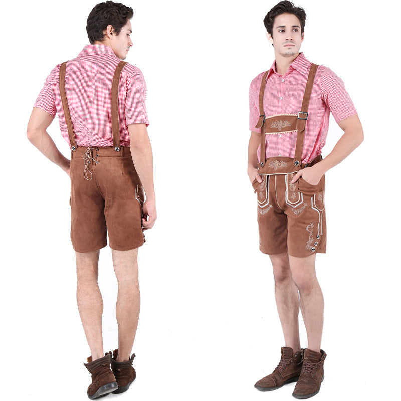Kurze Trachtenlederhose für Herren mit Latzträgern
