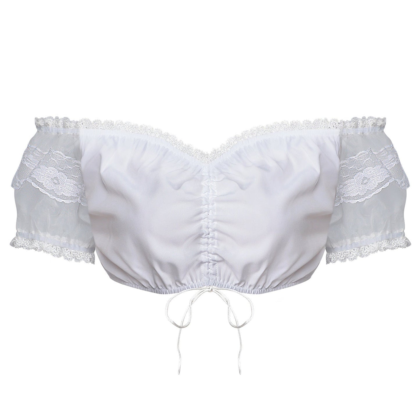 Spitzenbolero-Bluse für Damen mit Stehkragen