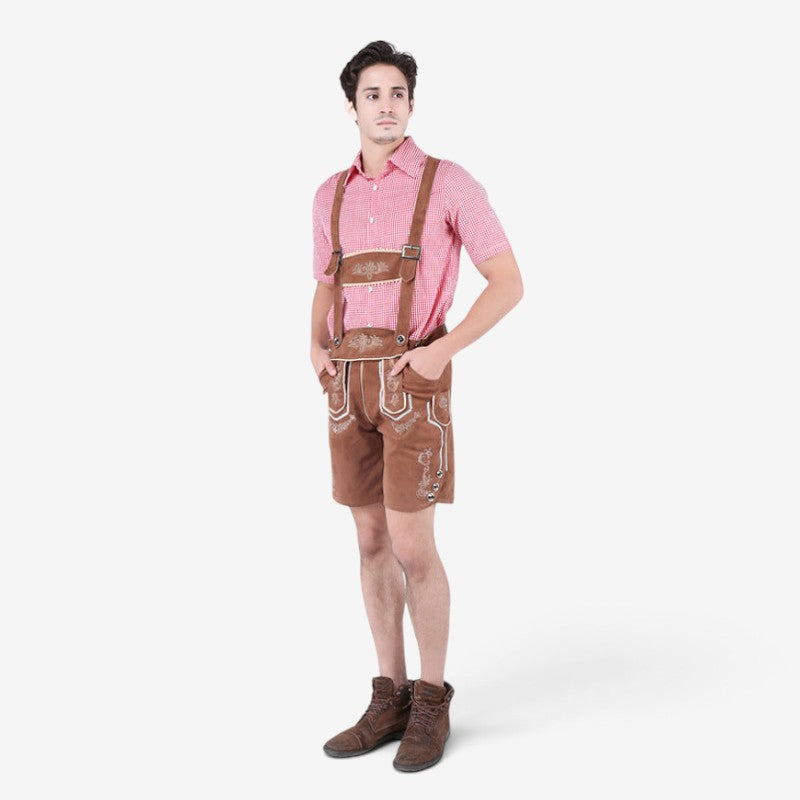 Kurze Trachtenlederhose für Herren mit Latzträgern