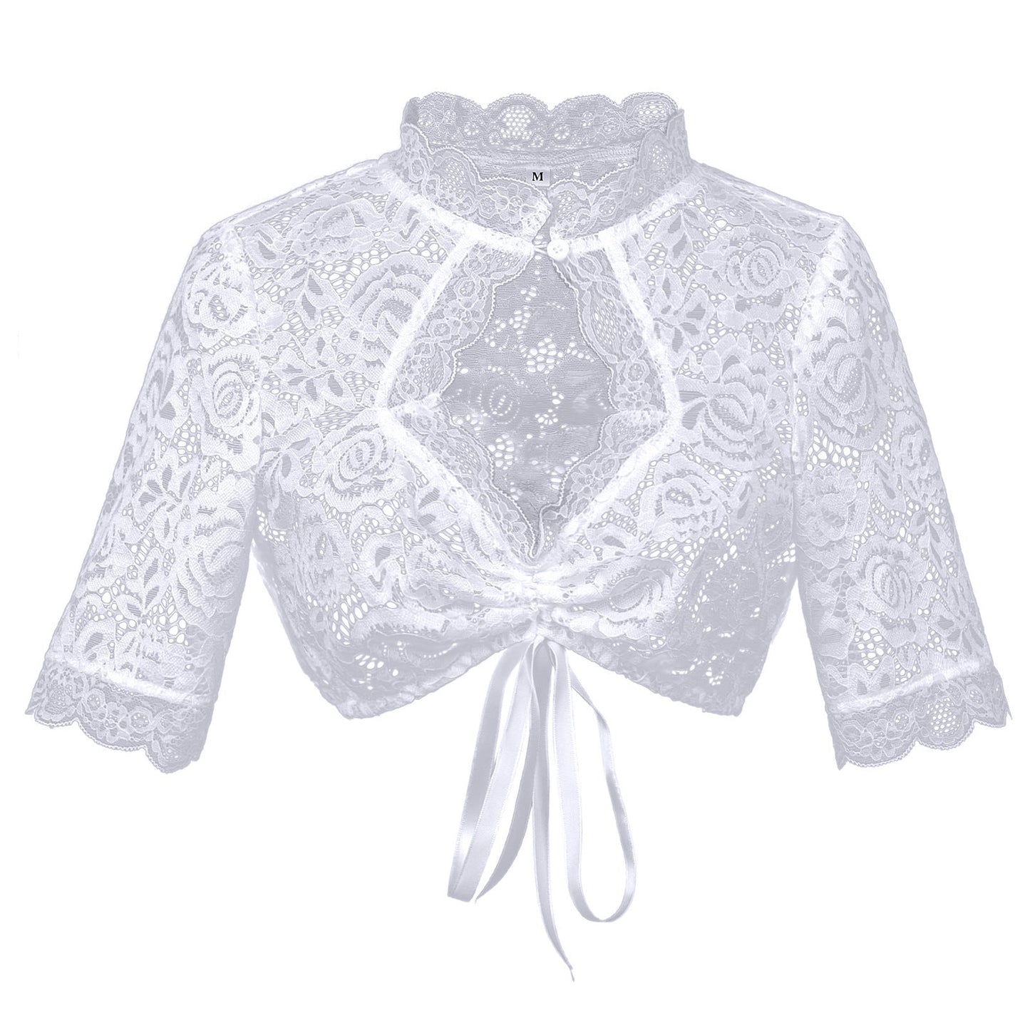 Spitzenbolero-Bluse für Damen mit Stehkragen