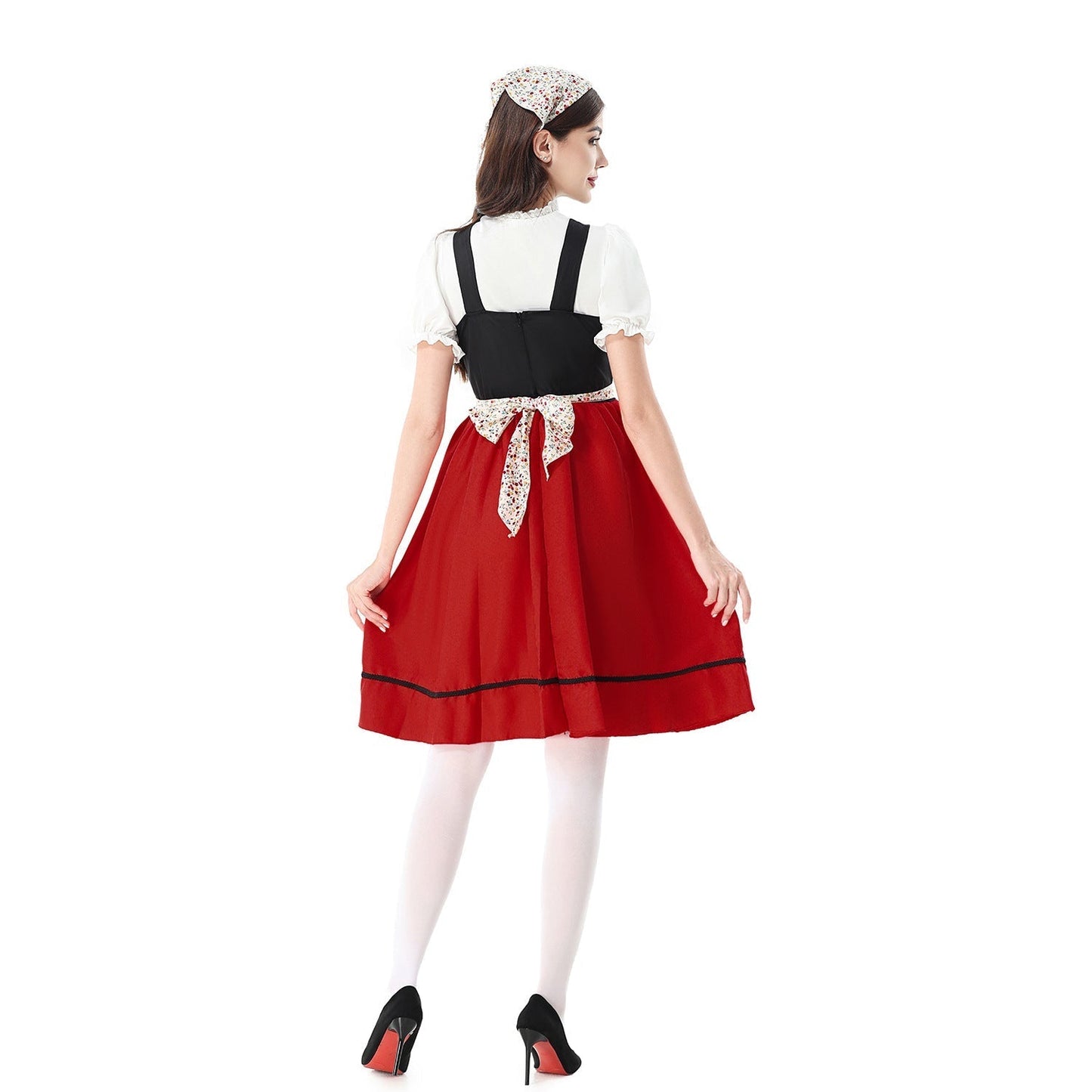Dirndlkleid für Damen mit floralem Muster und Schnürmieder