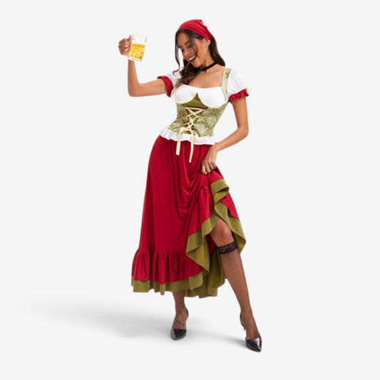 Oktoberfest-Kostüm für Damen mit Puffärmeln und Schnürmieder