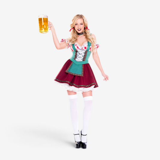 Oktoberfest-Kostüm für Damen mit Puffärmeln und Schürze