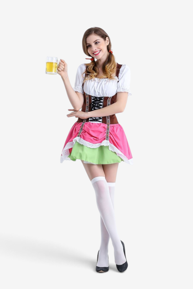 Oktoberfest-Kostüm für Damen mit Schnürcorsage und Trompetenärmeln