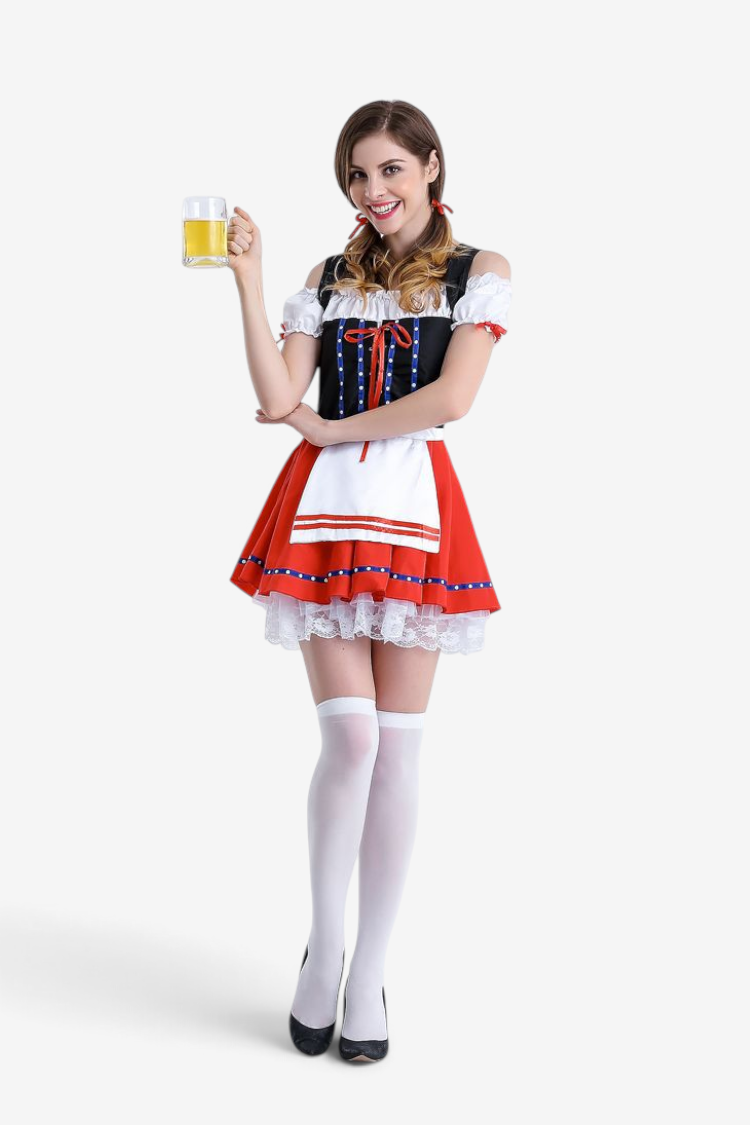 Oktoberfest-Kostüm für Damen mit Schnürcorsage und Trompetenärmeln