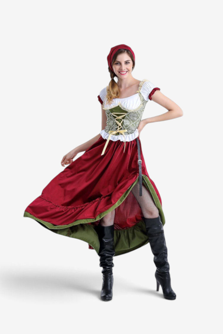 Oktoberfest-Kostüm für Damen mit Schnürcorsage und Trompetenärmeln