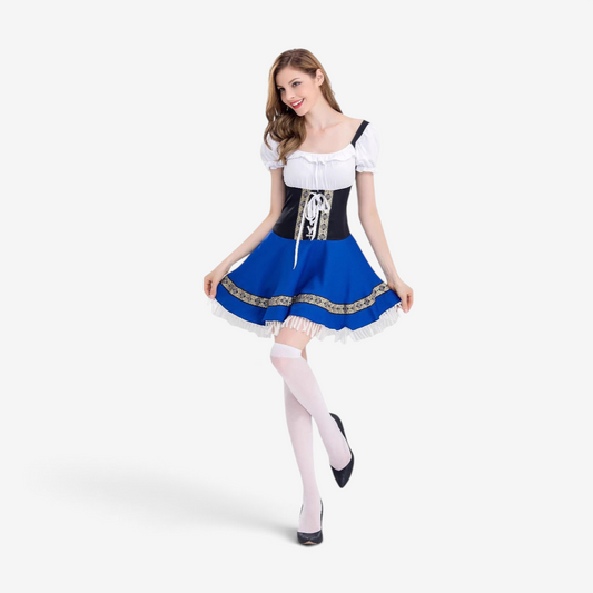 Oktoberfestkleid für Damen mit Schnürung und Volantärmeln