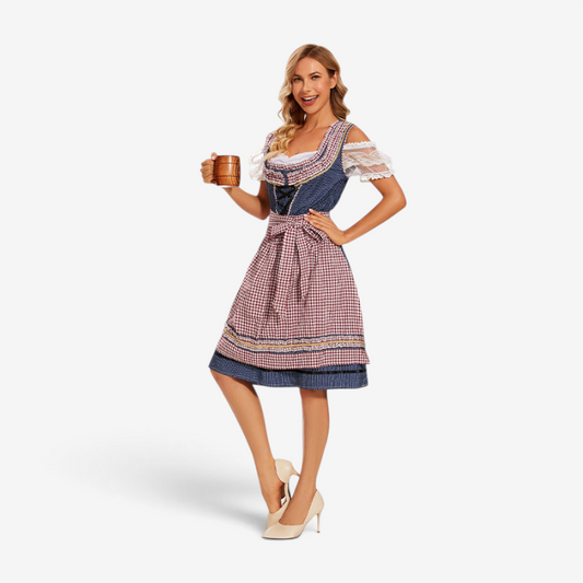 Trachtenkleid für Damen mit Schnürmieder und Spitzenärmeln