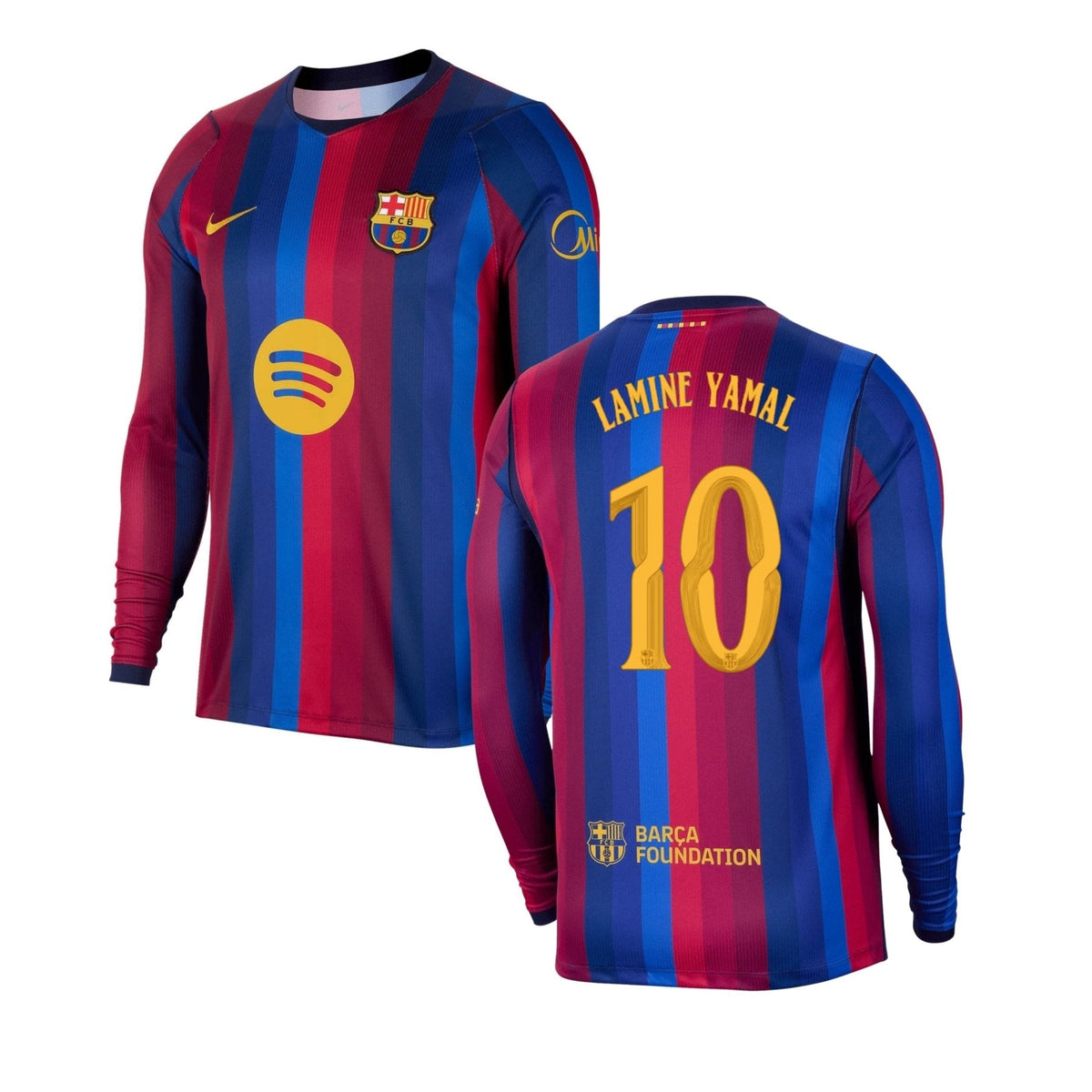 FC BARCELONA 2026/27 Home Shirt Men's Long Sleeve - LAMINE YAMAL 10 (Champions League Style)