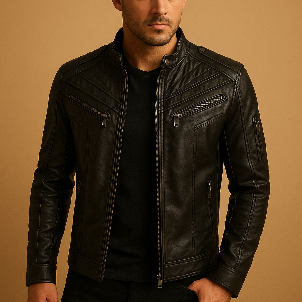 Jasper | Gestepptes Lederjacke mit Stehkragen für Herren
