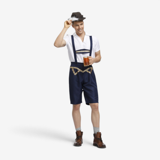Kurze Lederhose für Herren mit Trägern und Stickerei