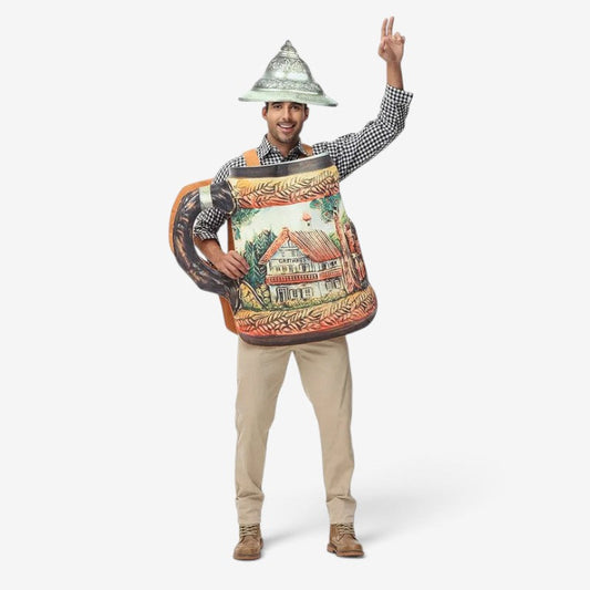 Bierkrug-Kostüm für Herren mit abnehmbarem Deckel