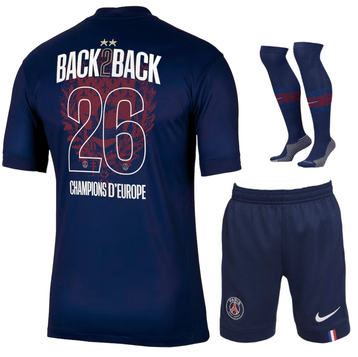 Paris Saint-Germain – Heimtrikotset – 2025/26 – Kinder – 2 Sterne – Doppelsieger-Edition