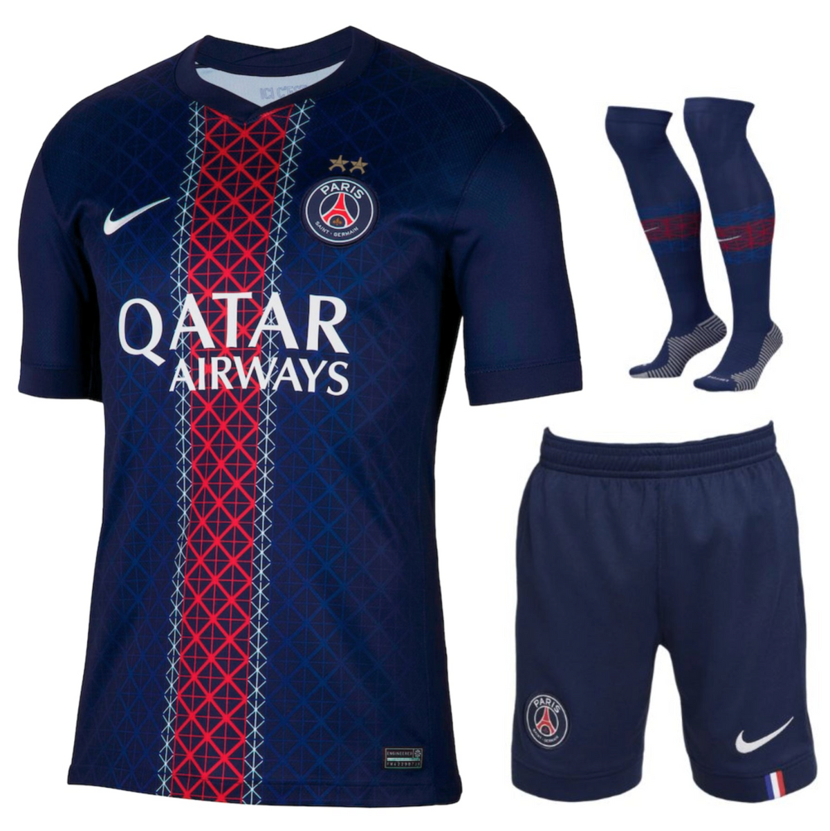 Paris Saint-Germain – Ensemble maillot domicile – 2025/26 – Hommes – 2 étoiles
